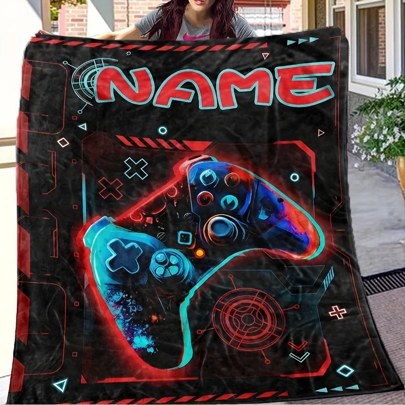 1pc custom passionate game printed flannel blanket 3D printed personalized name, soft and comfortable camping office home blanke