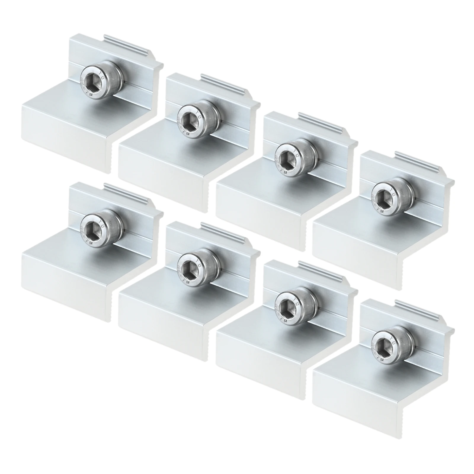 8pcs Aluminium Alloy Solar Panel End Clamp Holder Clips 30mm Solar Modules Fixing PV Bracket End Clamp Middle Clamp Silver/black