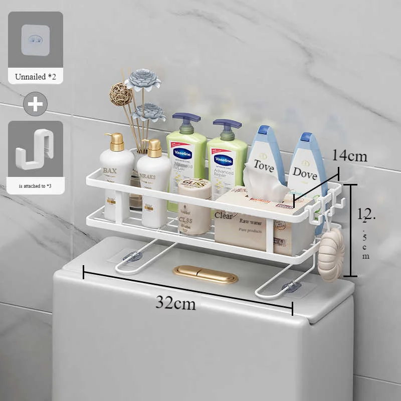 

Toilet Rack No Punching Toilet Water Tank No Nail Sundries Storage Rack Toilet Wall-mounted Bathroom Multifunctional StorageRack