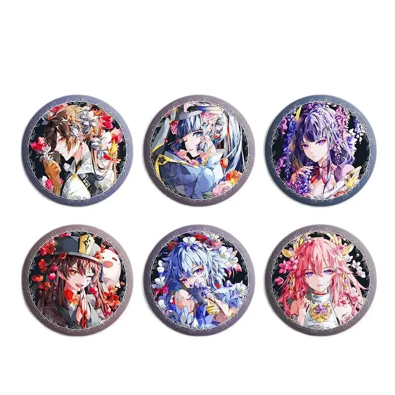 

58MM Game GENSHIN IMPACT Cosplay Metal Cartoon Lapel Pins Yae Miko Zhongli Kazuha Tartaglia Tinplate Badge Anime Diy Accessories