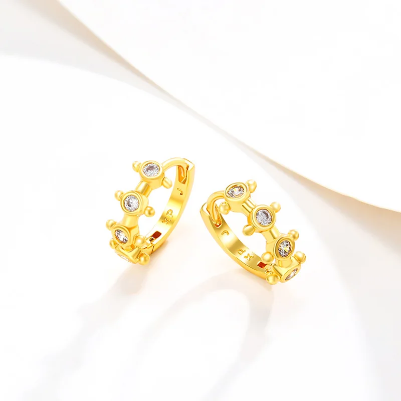 

Luxury 24K 9999 Pure Gold real gold Women's Earrings Simple Set Moissanite Earrings