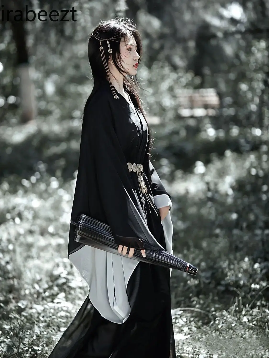 Black Vestido Wei Jin Dynasty Style Slim Waist Confucian Robe with Collar Chinese Style Big Sleeve Shirt Dance Hanfu Dress