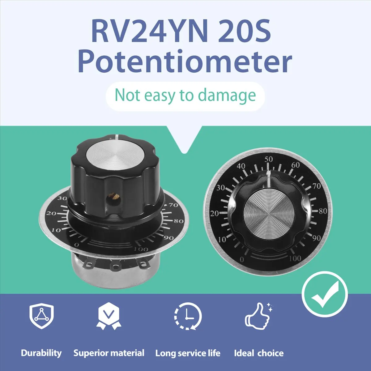 ABLG & Rotary Taper Carbon Potentiometer with Diameter with Knob, RV24YN 20S B502 5K Ohm