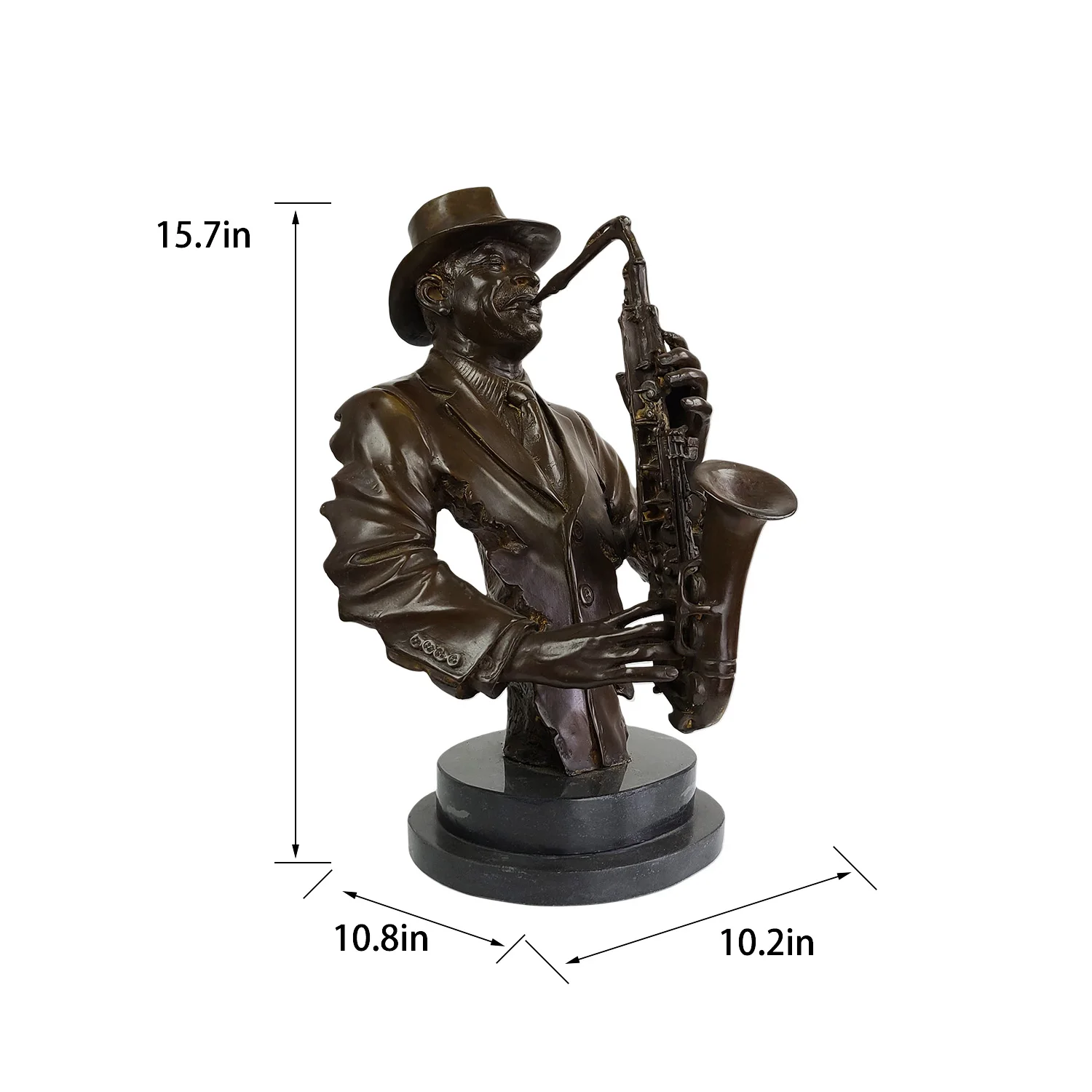 40cm Saxophone Player Bronze Bust Statue Bronze Muscian Bust Sculpture Classic Artwork For Home Decor Tasteful Gift