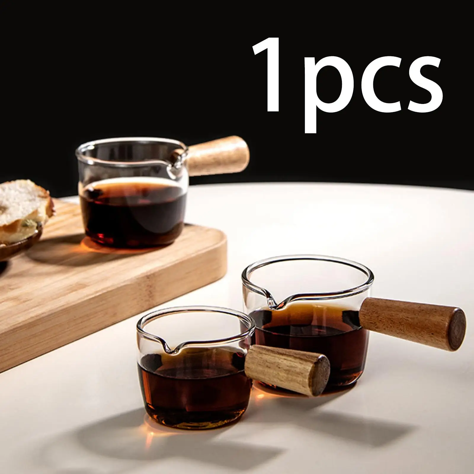 140 pot, with Wooden Handle Espresso Accessories Multi Functional Transparent with Milk Jug for Party Cocktail