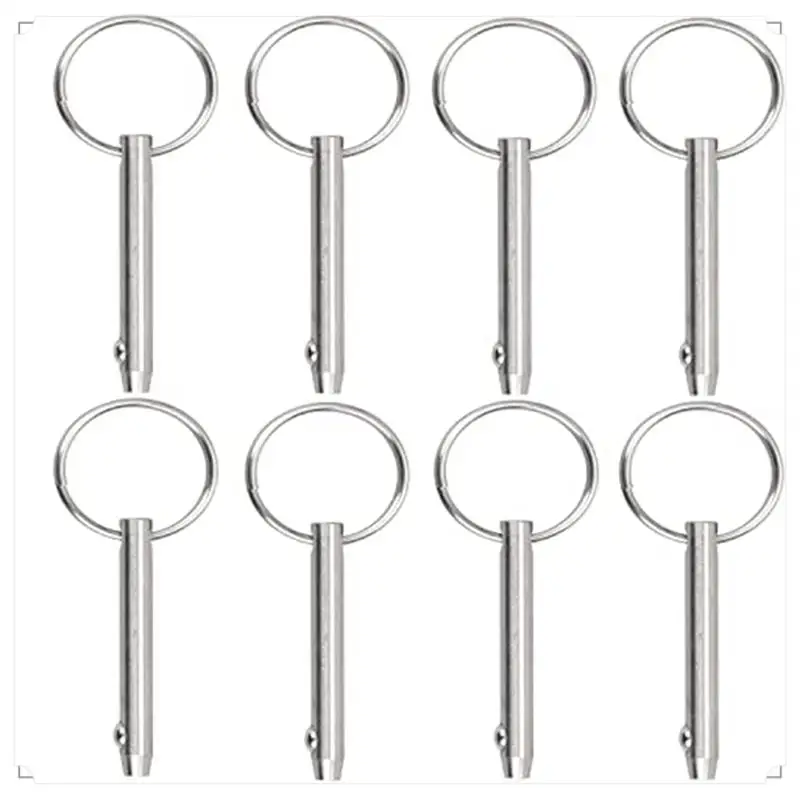 

Быстроразъемные штифты Верхние штифты бимини, диаметр 1/4 дюйма (6,3 мм), наружная длина 2,56 дюйма (65 мм), морская нержавеющая сталь 316, морская