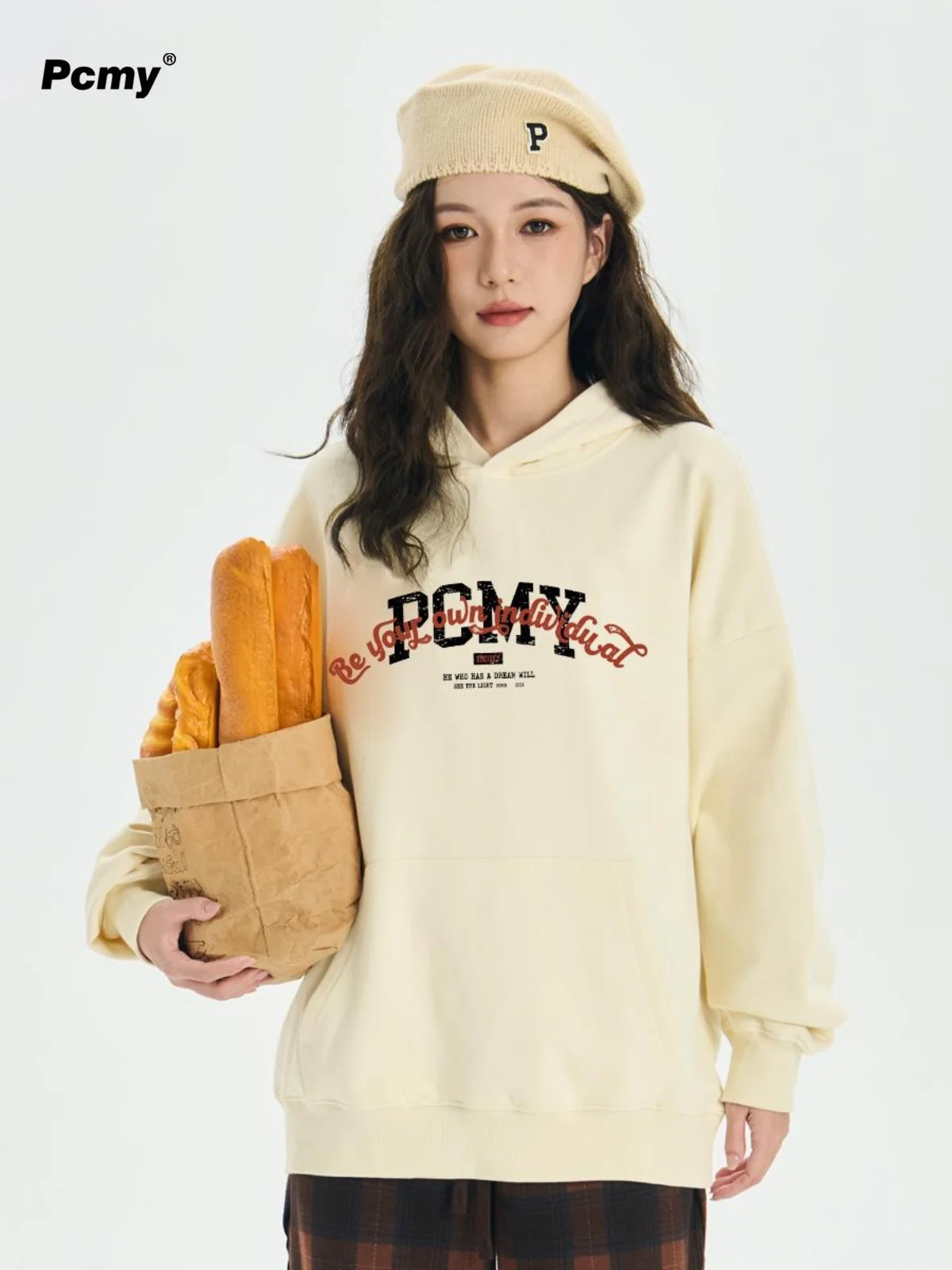 PCMY Makes Its Own Trendy Heavy Hooded Sweatshirts 2024 Autumn and Winter New Men and Women Couples American Hoodies