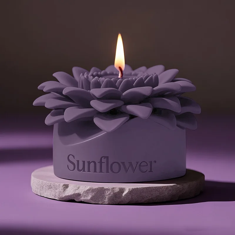 Sunflower Aroma Candle Silicone Mold DIY Sunflower Creative Diffuser Candle Ornament Silicone Mold For Handmade Gift
