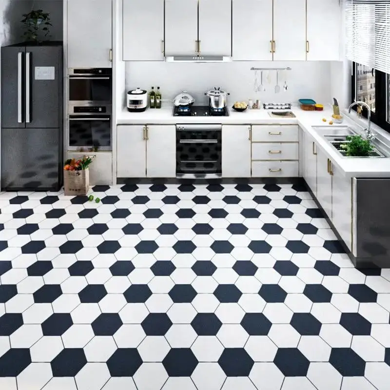 

PVC Checkerboard Mosaic Tiles Wood Texture Floor Sticker Kitchen Floor Renovation Decorative Stickers Self-adhesive Wallpaper