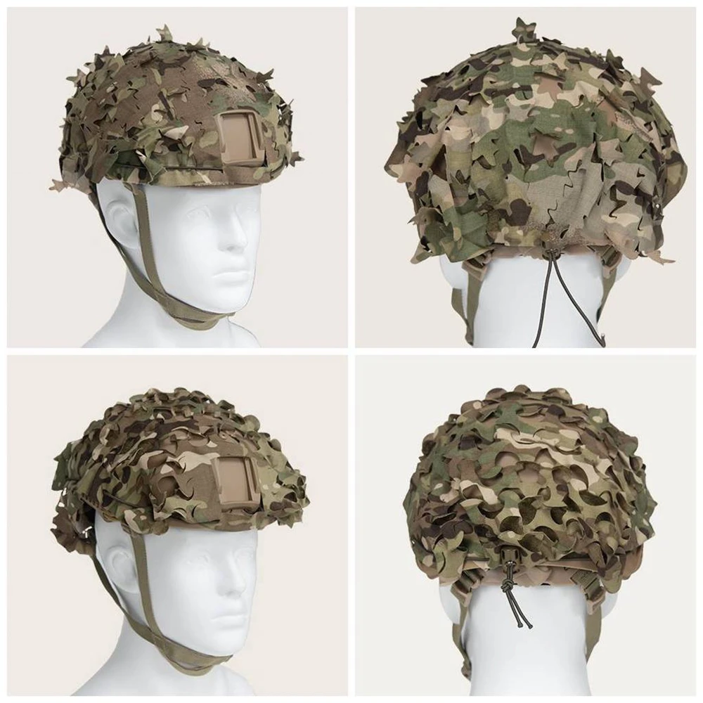 Juste de casque en maille pour airsoft, camouflage 3D, découpé au laser, en forme de cuir chevelu, pour paintball, parachutiste, chasse, accessoires