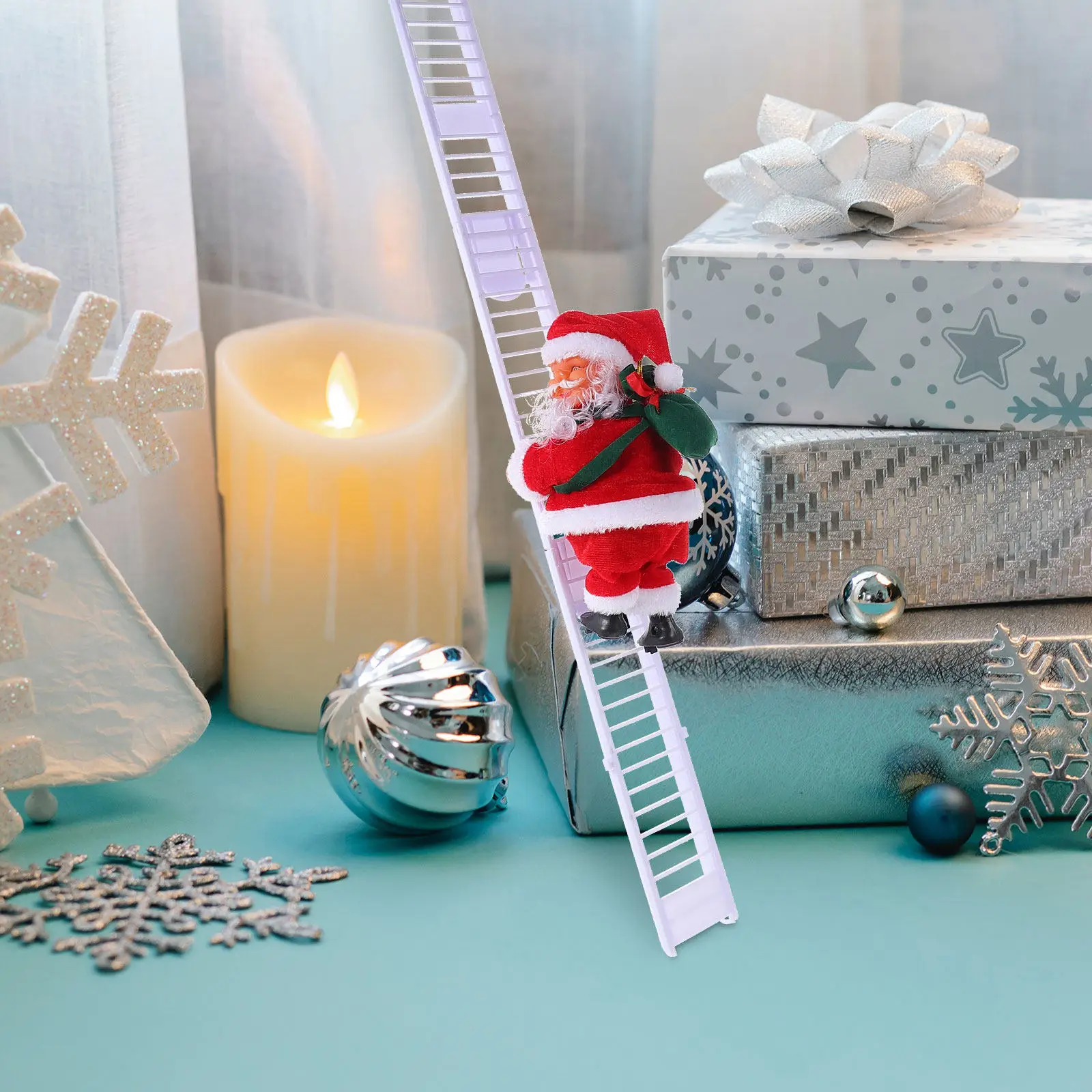

1Set Electric Climbing Santa Christmas Vertical Decoration Fun Gift for Kids Party Home Showcase Winter Festival