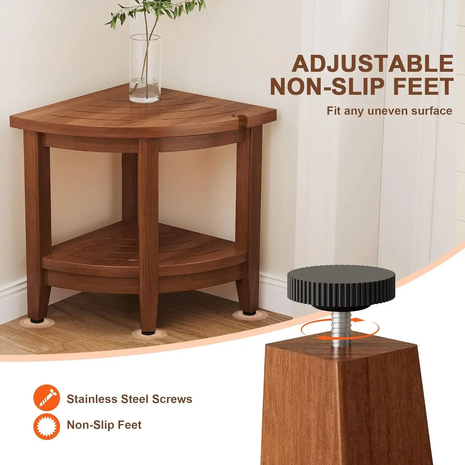Spot wooden triangular bathroom stool toilet corner wooden home rest shaved leg stool shower stool low