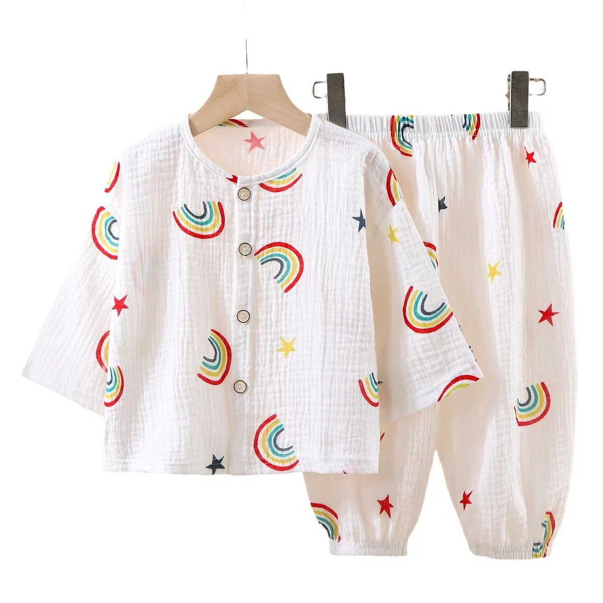 Baby Boys Girls Homewear Set vestiti maniche a tre quarti mussola cotone pigiama Outfit bambini vestito camicia top + pantaloni 2PC 0-12 anni