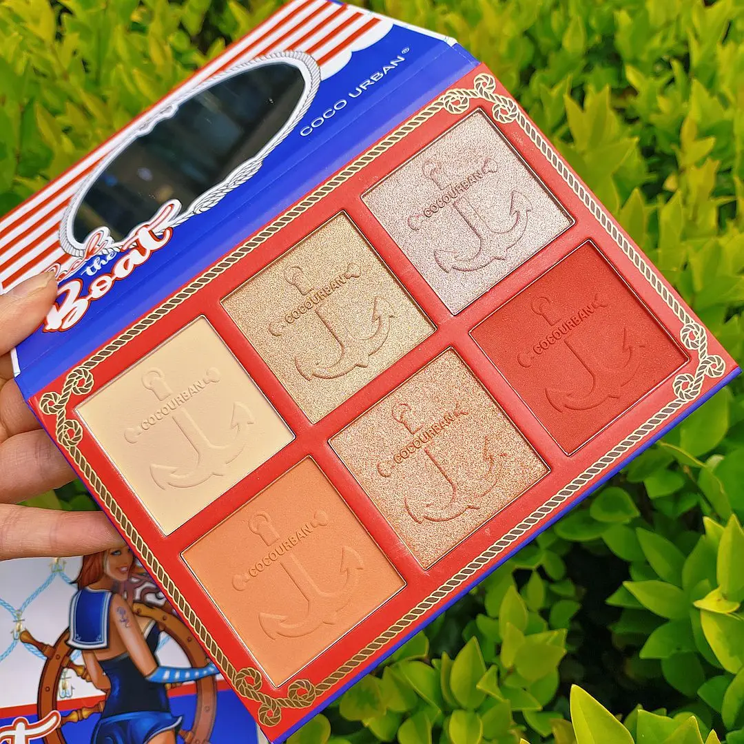 New 6-color Navy sailor multi-functional grooming high-gloss blush integrated makeup disc pearlescent high-gloss matte
