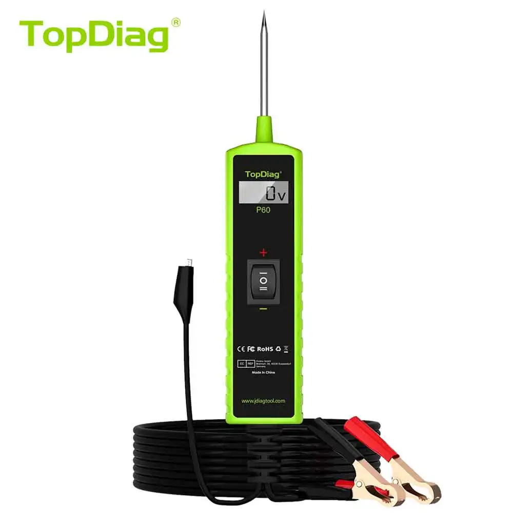 Topdiag P60 Car Electrical System Tester Automotive Power Circuit Probe Tester 12V 24V Battery Tester Auto Diagnostic Tool