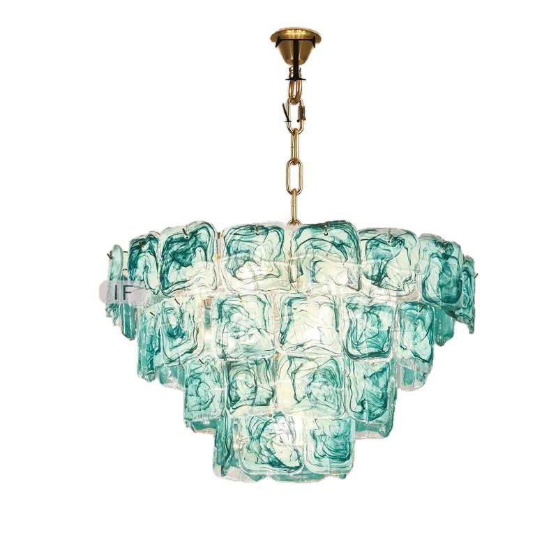 

French medieval glass, living room chandelier dining room, light luxury retro handmade, glass chandelier