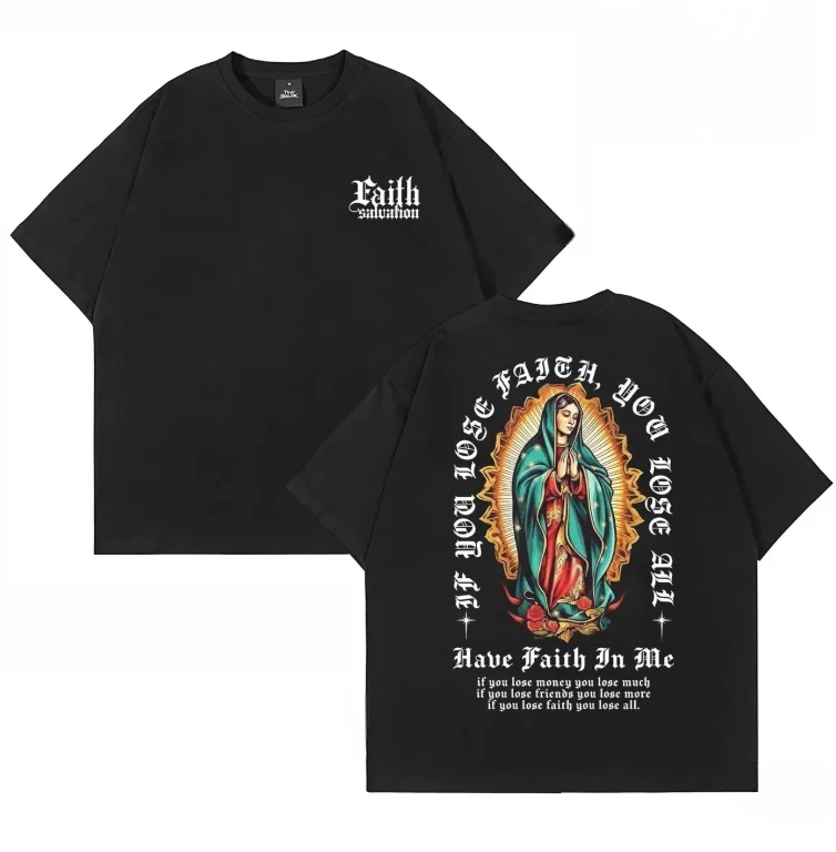 2026 Summer Vintage Oversized Graphic T‑Shirt For Adults Kids Retro Gothic Abstract Art Theme Loose Short Sleeve Street Tee