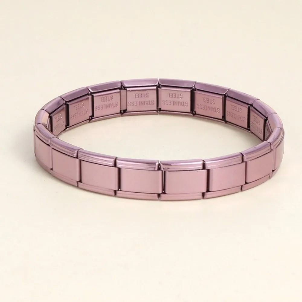 Stretchable Italian Chain Link Bracelet Square 9mm Modular Stainless Steel Bracelet Popular Jewelry Making Elastic Hand Chain