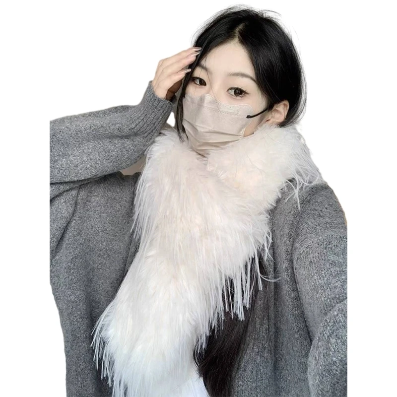 Fashionable Furry Scarf for Christmas Winter Adventures and Casual Outings Elegant Furry Scarf Christmas Scarf Dropship