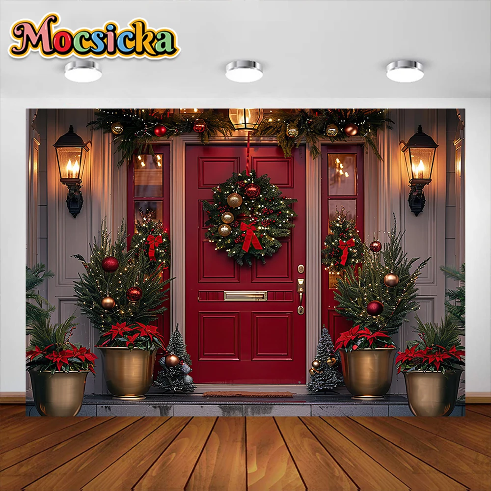 พวงมาลัยติดประตูหน้าต่างสำหรับสตูดิโอถ่ายภาพต้นคริสต์มาสอุปกรณ์ตกแต่งงานปาร์ตี้สำหรับผู้ใหญ่เด็ก