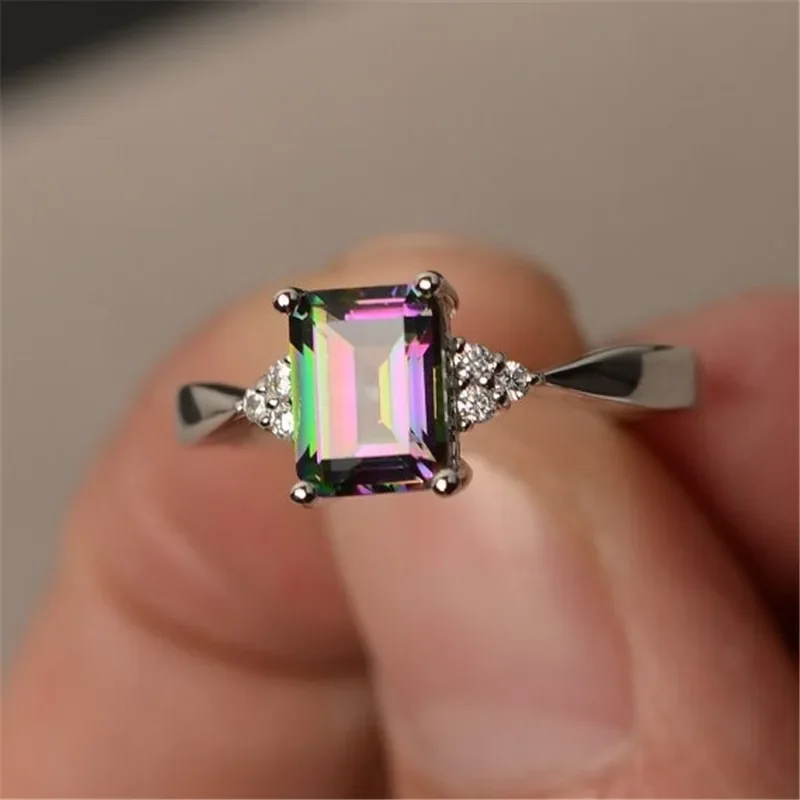 Fashion Color Stone Light Refraction Ring Women 2023 New Creative Engagement Wedding Luxury Anniversary Jewelry Accessories