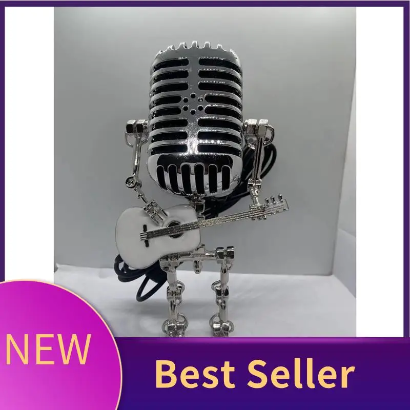 

ABLU-Microphone Lamp - Lamp Head Vintage Metal Microphone Robot Desk Lamp Retro Style Household Ornaments