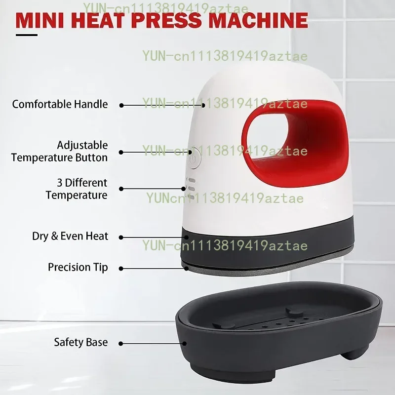 Portable 220V Mini Heat Press Machine T-Shirt Printing DIY Easy Heating Transfer Iron for Clothes Bags Hats