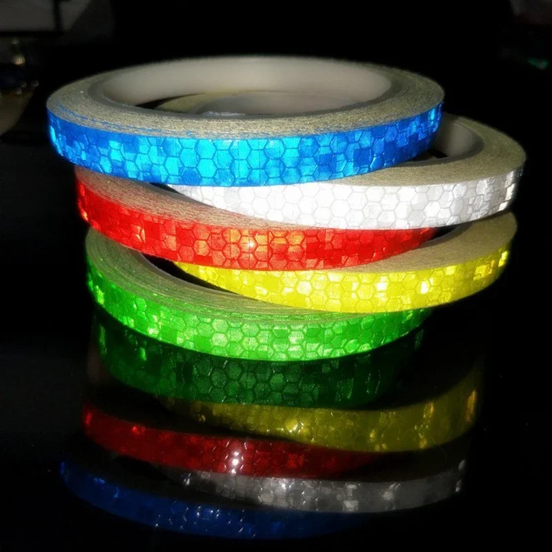 

1cm*8m Motorcycle Wheel Tape Sticker Fluorescent MTB Bike Reflective Strip Tape for Cycling Warning Safety Motorbike Wheel Decor