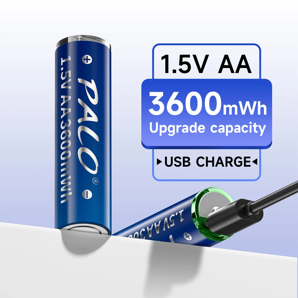 1.5V AA USB Rechargeable Li-ion AA Battery 3600mWh +USB 1.5V AAA Lithium Rechargeable Battery AAA 1110mWh with USB Cable