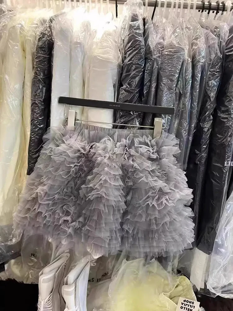 Mujer en capas pastel dulce malla pesada esponjosa cintura ajustada Falda corta Faldas Mujer Faldas de tul Jupe Y2k