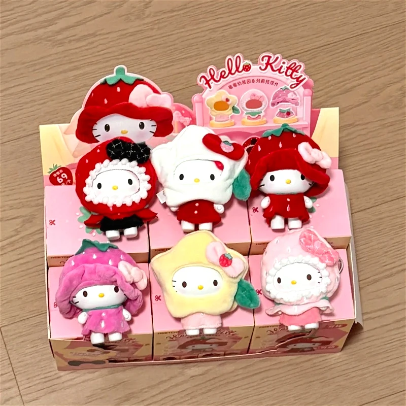 Hello Kitty Strawberry Kindergarten Fun‑Tower Blind Box Kitty Action Figure Mystery Box Collect Decor Bag Pendant Surprise Toys