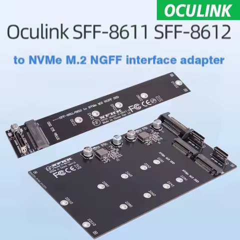 OCuLink SFF-8611/8612 to Dual M.2 NVMe NGFF M-key 2230 2242 2260 2280 SSD Adapter Card PCIe 4.0 3.0 Oculink / M.2 Expansion Card