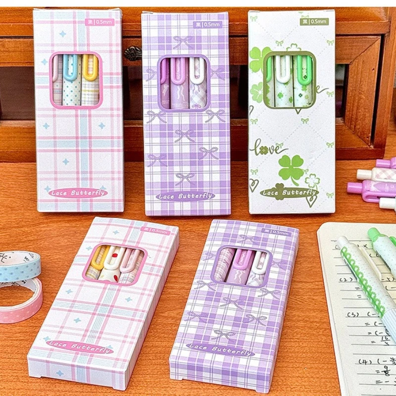 Stylo Kawai Ins Style de haute qualité, séchage rapide, en boîte, unisexe, pour étudiants, stylo Dopamine Brush ST noir, stylo à pression charmant.