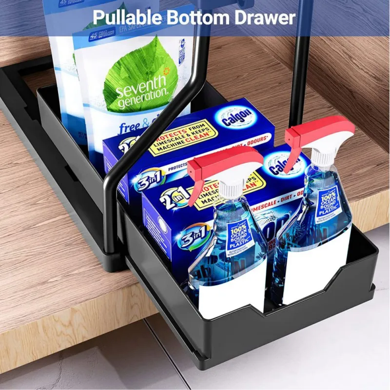 Kitchen Under Sink Storage Organizer 2 Tier Drawer Multipurpose Rack Cabinet Under Sink Storage Rack Bathroom Organizer Shelves