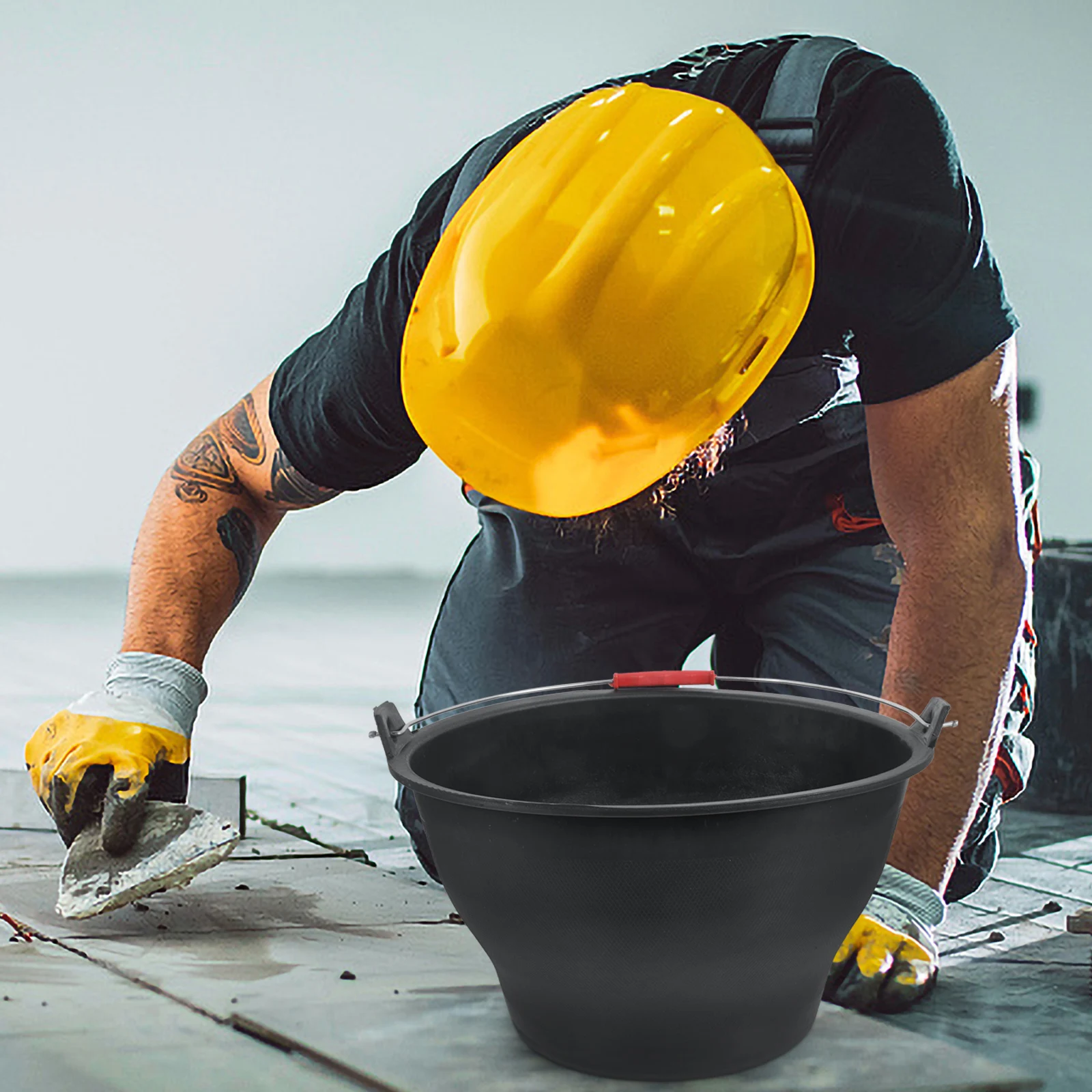 

Heavy Duty Cement Construction Site Storage Pail Mixing Handle Portable Bucket Building Materials Outdoor Use Light