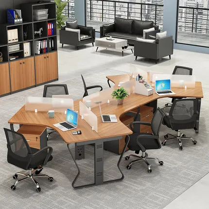 Office staff desk minimalist modern multi person workstation desk chair combination 3/6/8 person computer desk screen