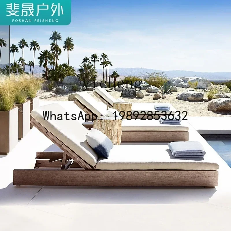 X9 Outdoor Bed Waterproof Sunscreen Outdoor Terrace Sand Stall Chair Preservative Wood Leisure Lounge Chair