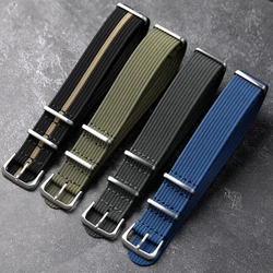 Braided Nylon Strap 20 22MM Green Grey Blue Watchband Soft and Breathable Men's Bracelet, High Density Bracelet