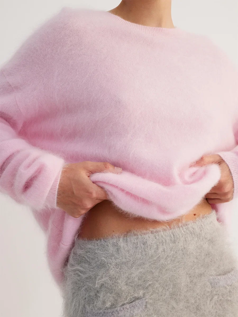 

Women's Autumn Winter Relaxed Fashion Pullovers Solid Color Knit Sweater O-Neck Long Sleeve Loose Fit Casual