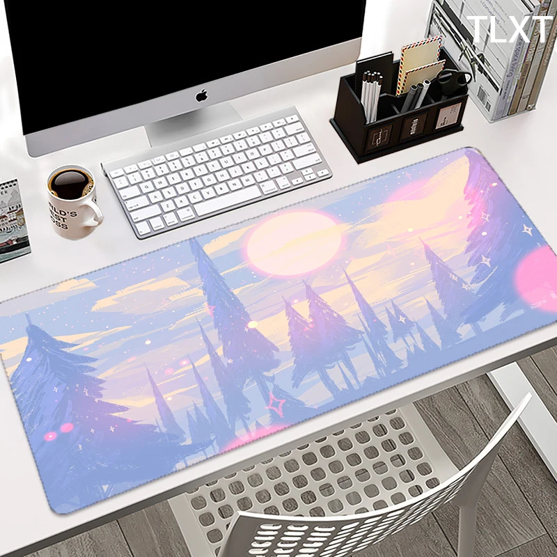 

Scenery Locking Edge Mouse Mat Large Natural Rubber Mouse Pad Waterproof Mousepads Pink Mousemats Desk Mat Mousepad Keyboard Mat