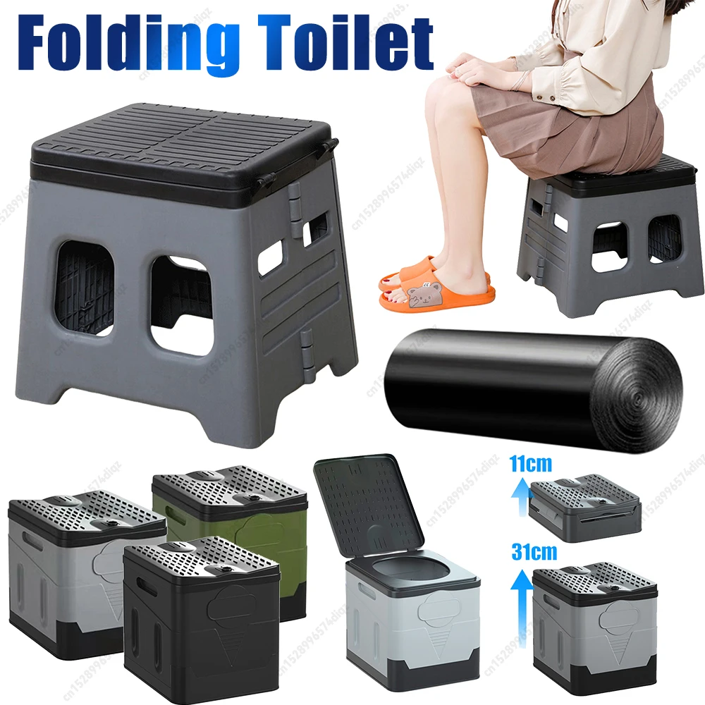 Portable Foldable Toilet Seat Car Toilet Bucket with Lid Camping Toilet Outdoor Folding Toilet Seat Camping Travel Emergencies