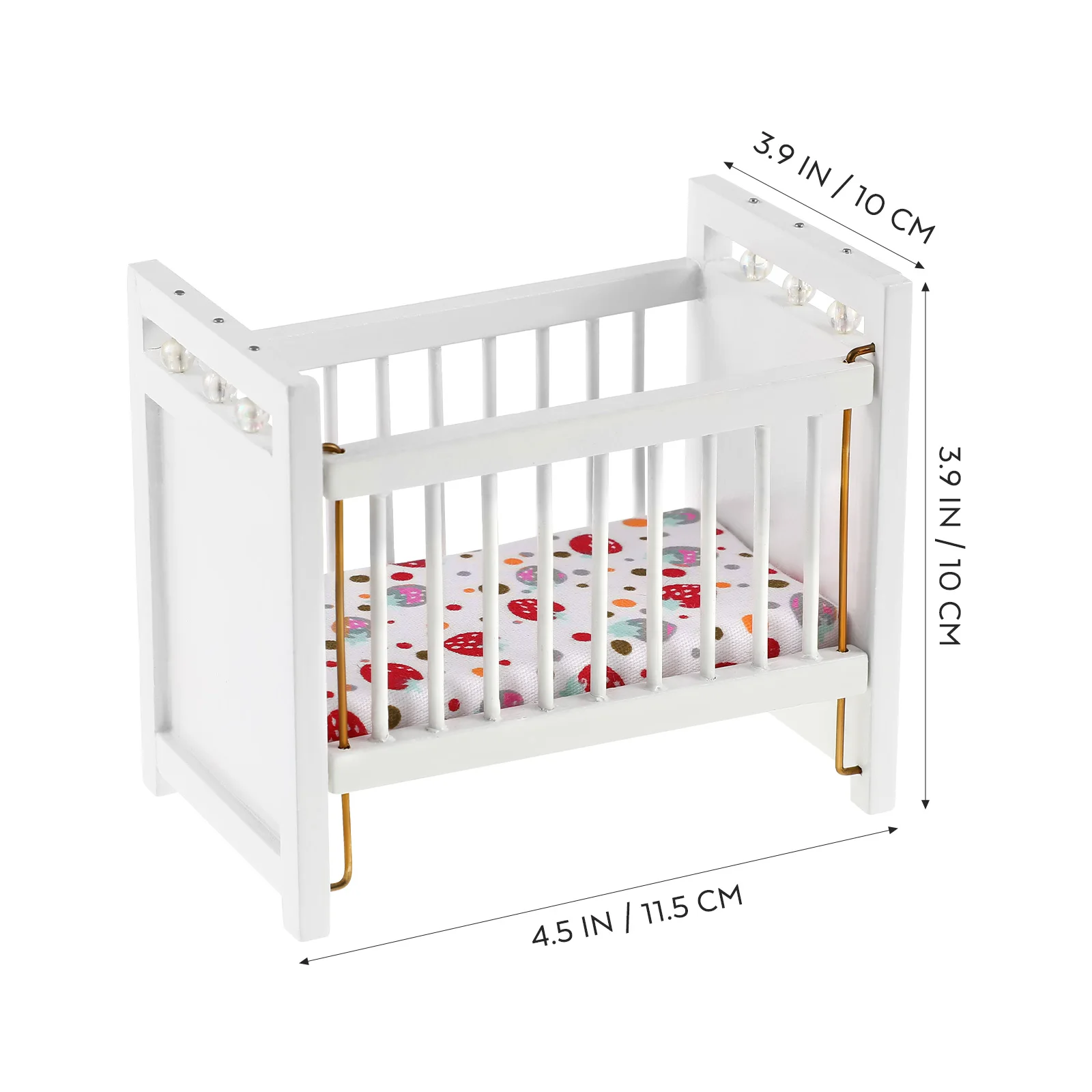 Miniature Baby Crib Wooden Nursery Cradle Dollhouse Furniture Model DIY Scene Home Craft Decor Accessory Toys Ornament