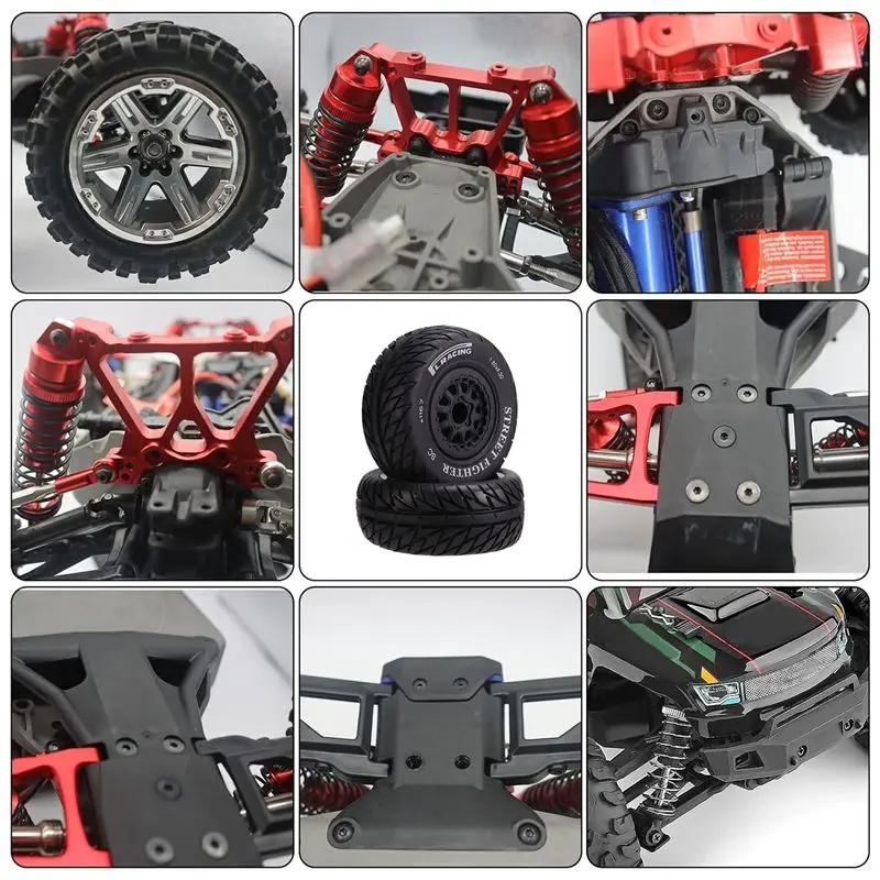 

CYGJ-4Pcs 110Mm 1/10 Short Course Truck Tires Tyre Wheel With 12Mm Hex For Slash Arrma Senton Huanqi 727 Vkar 10Sc Rc Car