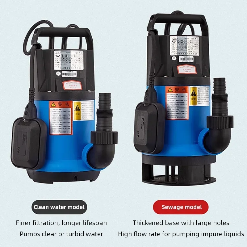 220 V elektrische Tauchpumpe mit niedrigem Wasserstand, Teichpumpe, Wasserpumpe für Gartenbewässerung, automatische Abwasserpumpe