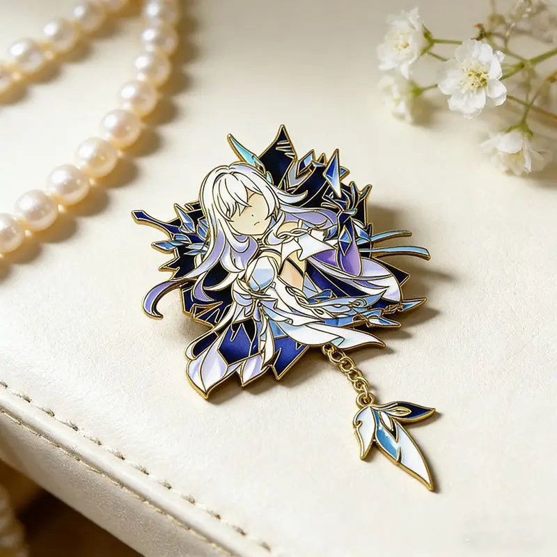 Genshin Impact II Capitano Abzeichen Anime Cosplay Marionette Skirk Thrain Sandrone Party Kostüme Anstecknadeln Rucksack Broschen Fan-Geschenk – Detail 6