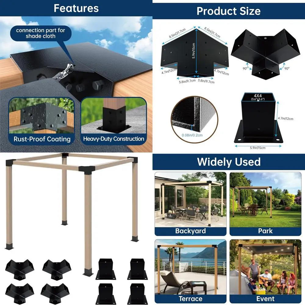 

Сверхмощный комплект кронштейнов для перголы 4x4: трехсторонние угловые кронштейны и основания для самодельных навесов, бесед и металлических конструкций