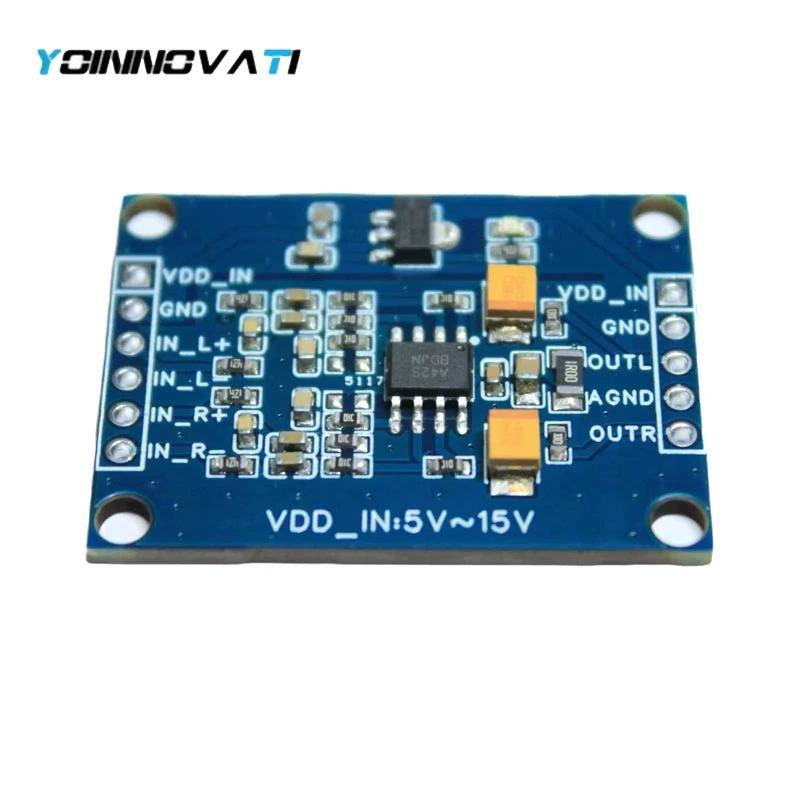 Differential Analog Audio to Single-Ended Output Module, Balanced to Unbalanced Stereo Converter Board, 5V-15V DC for DIY Audio