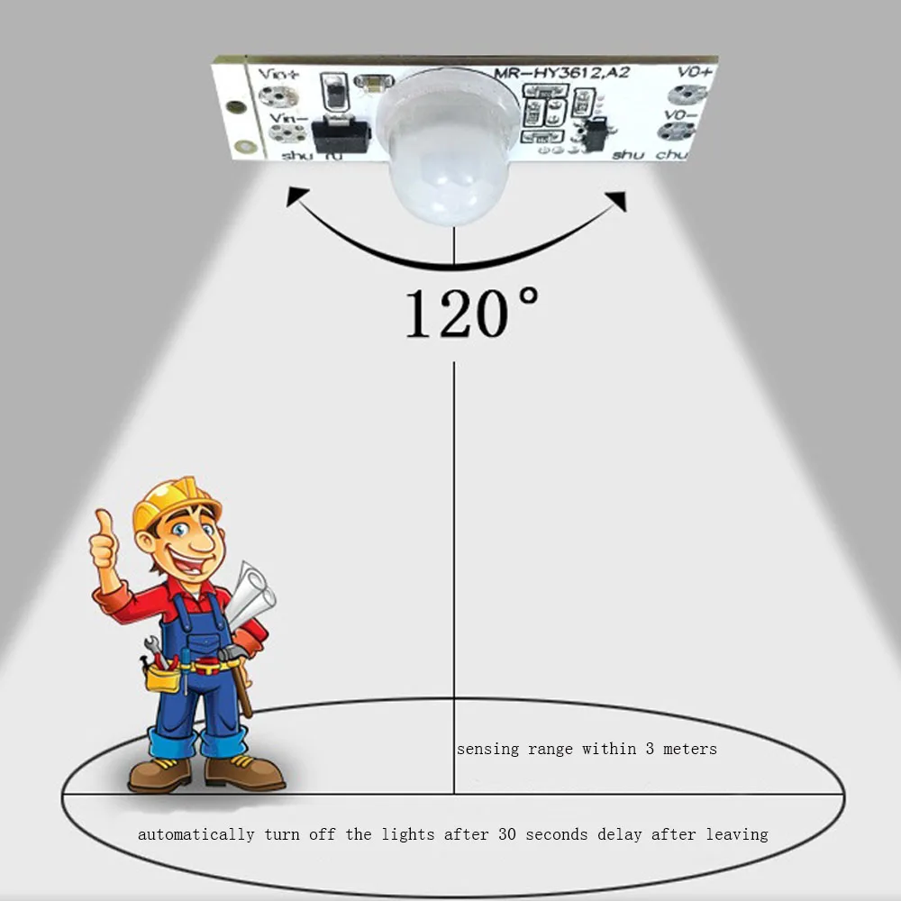 PIR Motion Sensor Switch Module 3A IR Infrared Induction Body Sensor Detector Controller Switch 3M Sensing Distance DC 12-24V