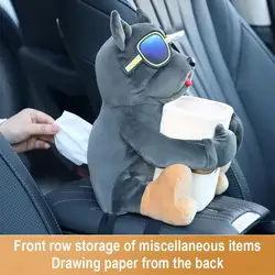 Car Mounted Tissue Box 2-in-1 Cartoon Plush Doll Auto Tissue Drawer Can And Car Hanging Armrest Box Paper Trash Holder Stor S4G5