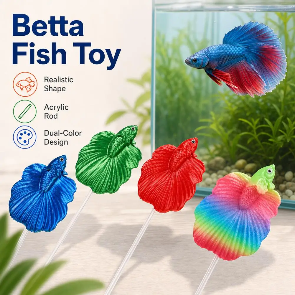 Realistic Floating Fish Ornament Long Pole Teasing Fish Stick Colorful Fish Shaped Betta Training Wand Fish Tanks Accessories